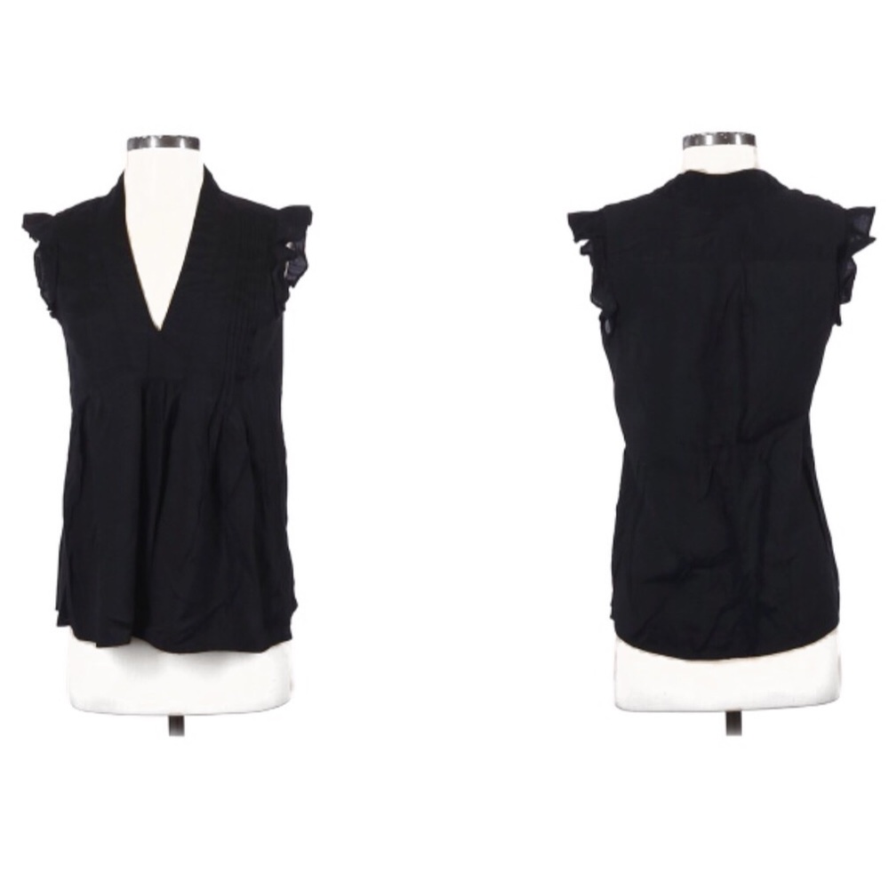Who What Wear Vneck drape shirt sleeve black top
